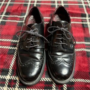 Mens Pegabo Black Leather Lace Up Dress Shoes (42)